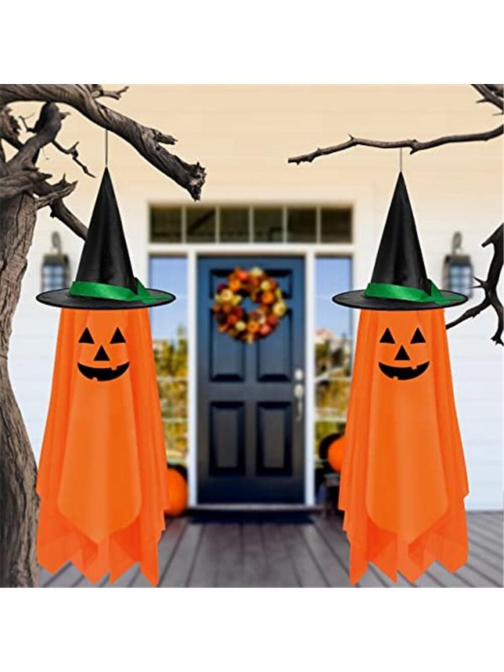 2 Pack Halloween Hanging Decorations Hanging Pumpkins Decor for Outdoor